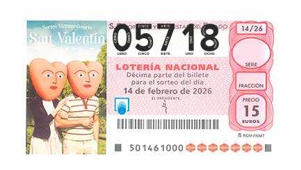 Décimo 05718 del sorteo 14-14/02/2026 Sábado