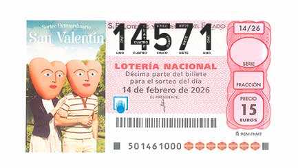 Décimo 14571 del sorteo 14-14/02/2026 Sábado