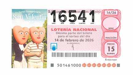 Décimo 16541 del sorteo 14-14/02/2026 Sábado