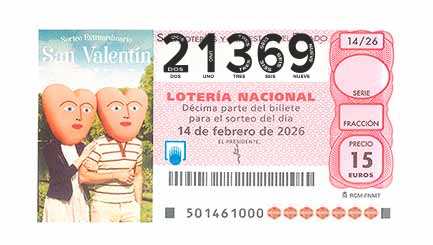Décimo 21369 del sorteo 14-14/02/2026 Sábado