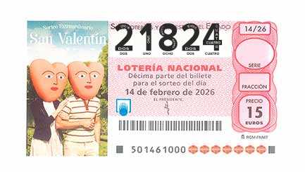 Décimo 21824 del sorteo 14-14/02/2026 Sábado