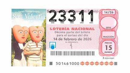Décimo 23311 del sorteo 14-14/02/2026 Sábado