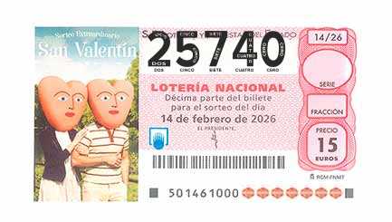 Décimo 25740 del sorteo 14-14/02/2026 Sábado