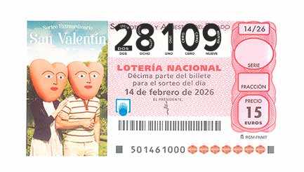 Décimo 28109 del sorteo 14-14/02/2026 Sábado