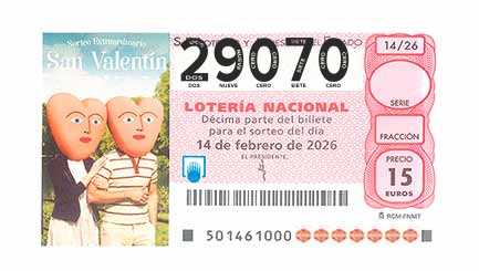 Décimo 29070 del sorteo 14-14/02/2026 Sábado