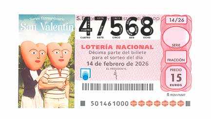 Décimo 47568 del sorteo 14-14/02/2026 Sábado