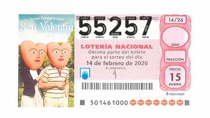Décimo 55257 del sorteo 14-14/02/2026 Sábado