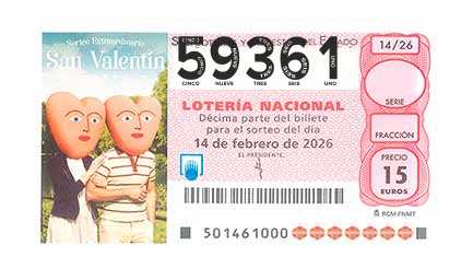 Décimo 59361 del sorteo 14-14/02/2026 Sábado