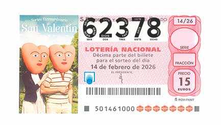 Décimo 62378 del sorteo 14-14/02/2026 Sábado