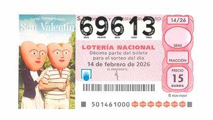 Décimo 69613 del sorteo 14-14/02/2026 Sábado