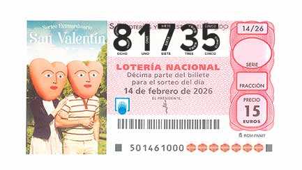 Décimo 81735 del sorteo 14-14/02/2026 Sábado