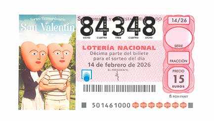Décimo 84348 del sorteo 14-14/02/2026 Sábado