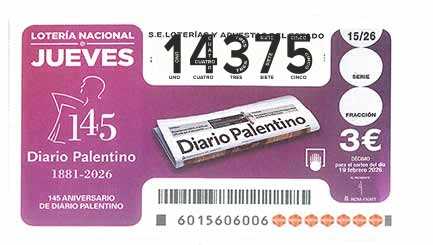 Décimo 14375 del sorteo 15-19/02/2026 Jueves