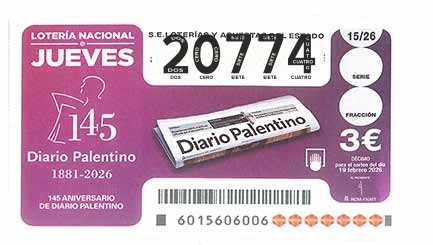 Décimo 20774 del sorteo 15-19/02/2026 Jueves