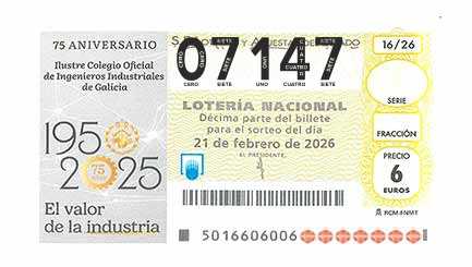 Décimo 07147 del sorteo 16-21/02/2026 Sábado