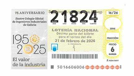 Décimo 21824 del sorteo 16-21/02/2026 Sábado