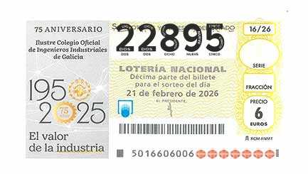 Décimo 22895 del sorteo 16-21/02/2026 Sábado