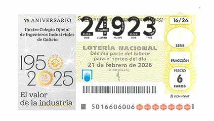 Décimo 24923 del sorteo 16-21/02/2026 Sábado