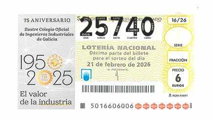 Décimo 25740 del sorteo 16-21/02/2026 Sábado