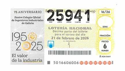 Décimo 25941 del sorteo 16-21/02/2026 Sábado