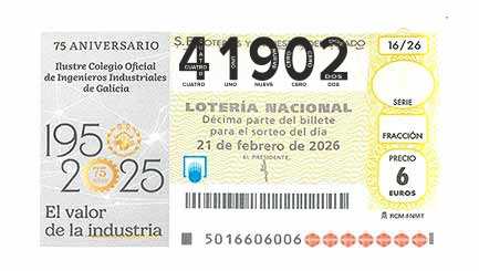 Décimo 41902 del sorteo 16-21/02/2026 Sábado