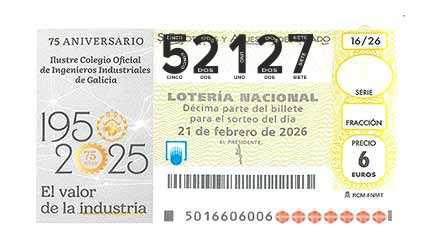 Décimo 52127 del sorteo 16-21/02/2026 Sábado