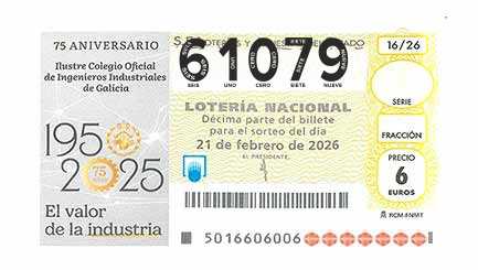 Décimo 61079 del sorteo 16-21/02/2026 Sábado