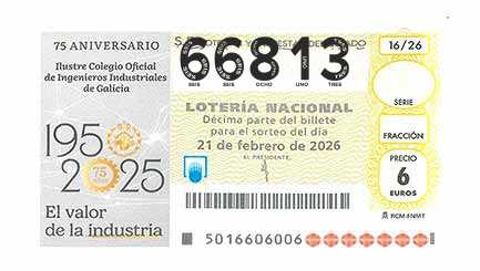 Décimo 66813 del sorteo 16-21/02/2026 Sábado