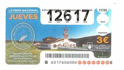 Décimo 12617 del sorteo 17-26/02/2026 Jueves