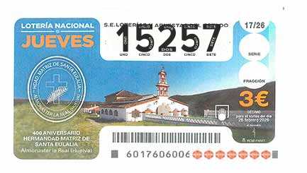 Décimo 15257 del sorteo 17-26/02/2026 Jueves