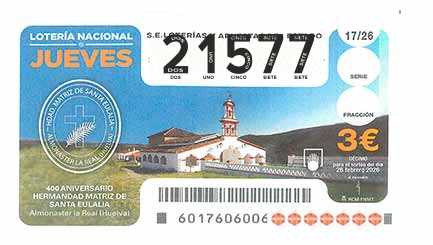 Décimo 21577 del sorteo 17-26/02/2026 Jueves