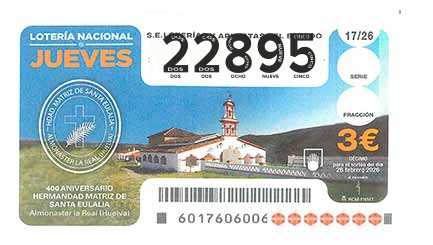 Décimo 22895 del sorteo 17-26/02/2026 Jueves