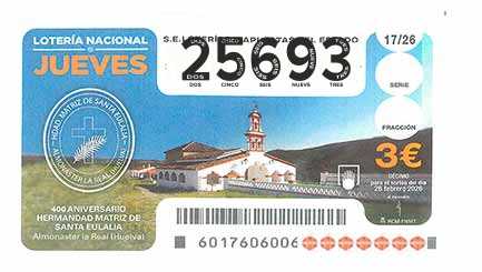 Décimo 25693 del sorteo 17-26/02/2026 Jueves