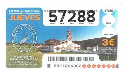 Décimo 57288 del sorteo 17-26/02/2026 Jueves