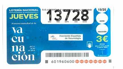 Décimo 13728 del sorteo 19-05/03/2026 Jueves