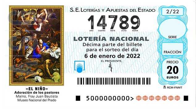 Décimo 14789 del sorteo 2-06/01/2022 El Niño
