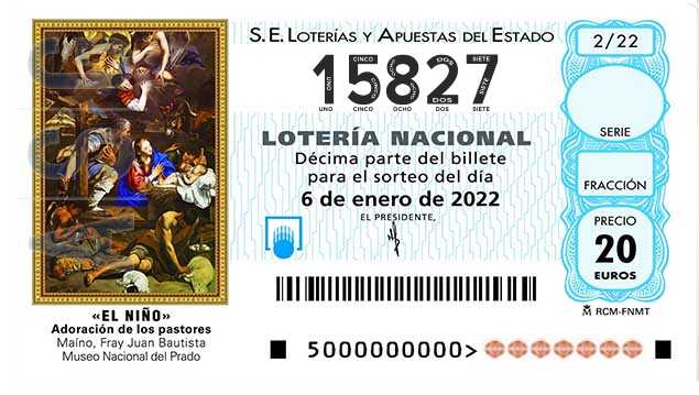 Décimo 15827 del sorteo 2-06/01/2022 El Niño