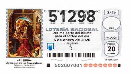 Décimo 51298 del sorteo 2-06/01/2026 El Niño