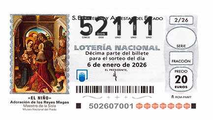 Décimo 52111 del sorteo 2-06/01/2026 El Niño