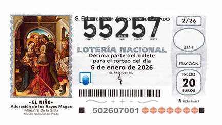 Décimo 55257 del sorteo 2-06/01/2026 El Niño