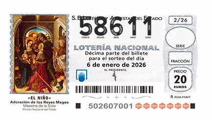 Décimo 58611 del sorteo 2-06/01/2026 El Niño