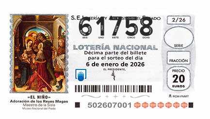 Décimo 61758 del sorteo 2-06/01/2026 El Niño