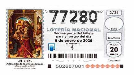 Décimo 77280 del sorteo 2-06/01/2026 El Niño