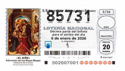 Décimo 85731 del sorteo 2-06/01/2026 El Niño