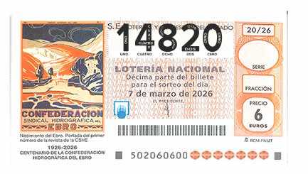 Décimo 14820 del sorteo 20-07/03/2026 Sábado