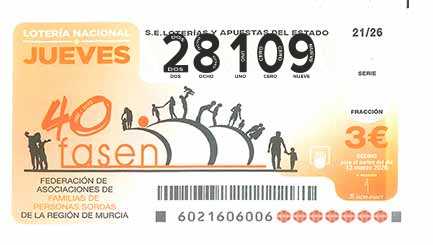 Décimo 28109 del sorteo 21-12/03/2026 Jueves