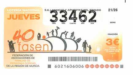 Décimo 33462 del sorteo 21-12/03/2026 Jueves