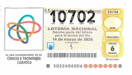 Décimo 10702 del sorteo 22-14/03/2026 Sábado
