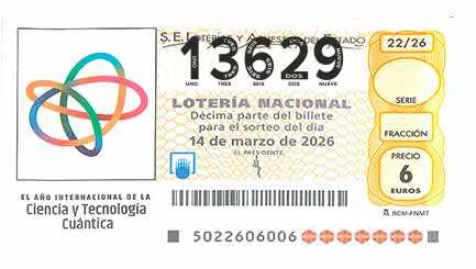 Décimo 13629 del sorteo 22-14/03/2026 Sábado
