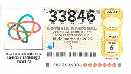Décimo 33846 del sorteo 22-14/03/2026 Sábado